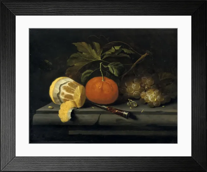 Framed Print : Fruits on a Table Setting of Stone, c1653-1659. Artist: Johannes Borman Framed Print : Fruits on a Table Setting of Stone, c1653-1659. Artist: Johannes Borman