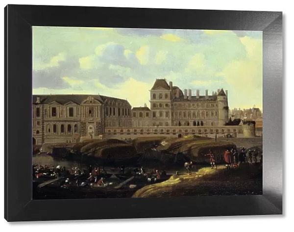Louvre and Petit Bourbon seen from the Seine, Paris, 17th century. Artist: Reinier Zeeman