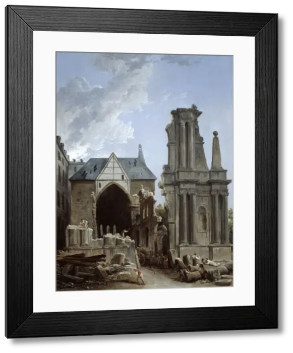 Framed Print : The demolition of the Church of the Feuillants, 1805. Artist: Hubert Robert