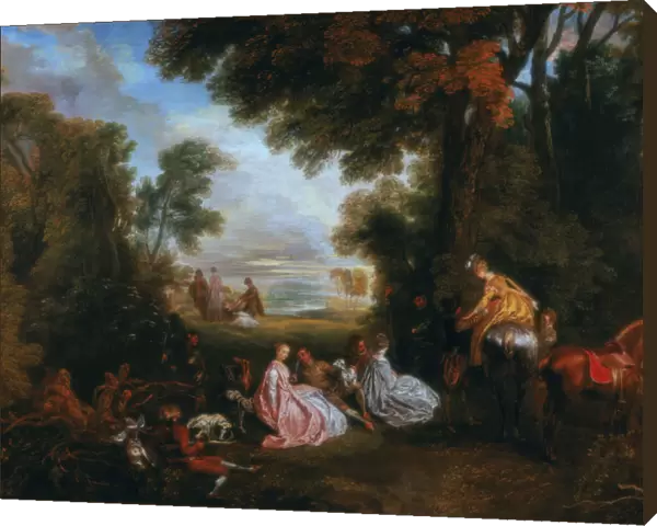 The Halt During the Chase ( Rendez-vous de chasse ), 1717-1720. Artist: Jean-Antoine Watteau