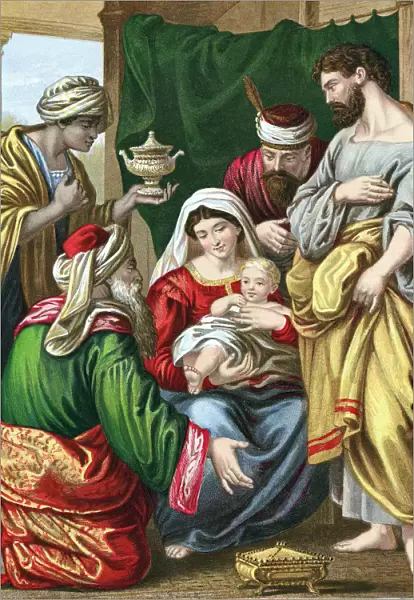 The Magi presenting their gifts to the infant Jesus, c1860