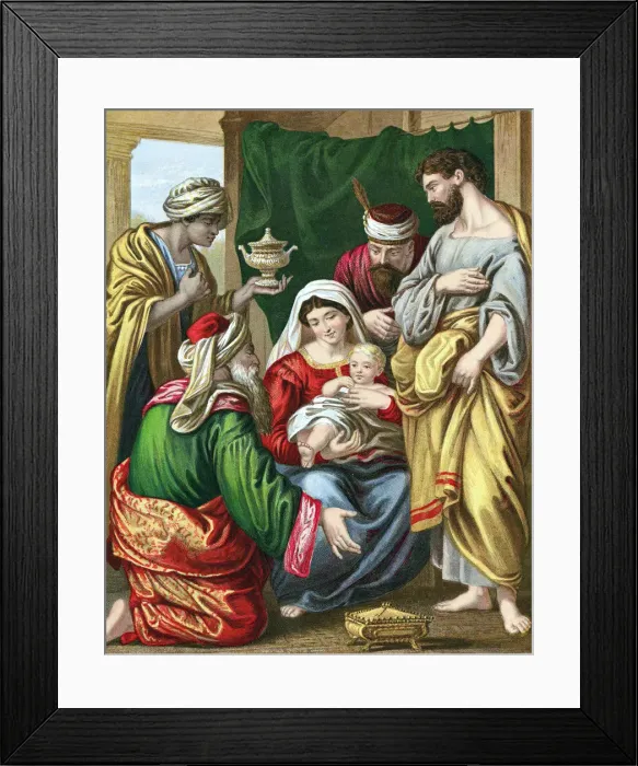Framed Print : The Magi presenting their gifts to the infant Jesus, c1860 Framed Print : The Magi presenting their gifts to the infant Jesus, c1860