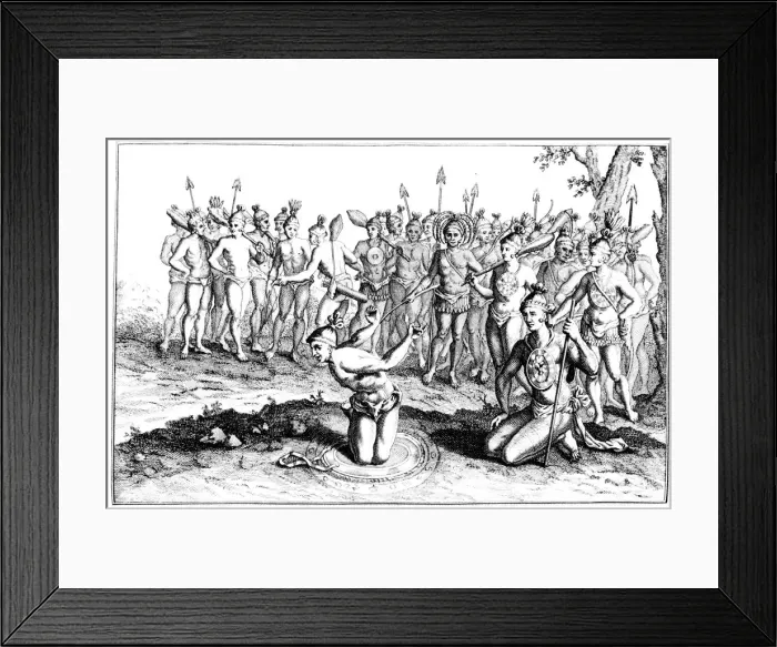 Framed Print : Chief of the Florida Indians consulting a magician (shaman) before going into battle, c1780 Framed Print : Chief of the Florida Indians consulting a magician (shaman) before going into battle, c1780