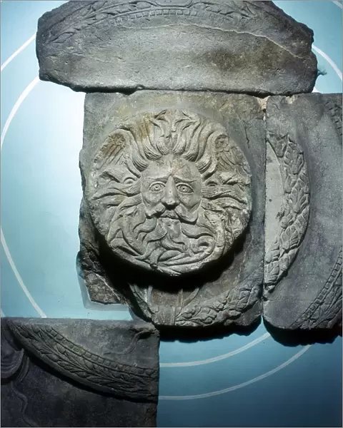 Roman carving of the Ancient British goddess Sul at Bath, England