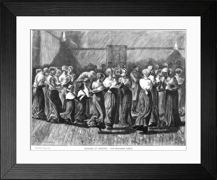 Framed Print : Shakers dancing at a meeting, Lebanon Springs, New York, USA, 1870 Framed Print : Shakers dancing at a meeting, Lebanon Springs, New York, USA, 1870