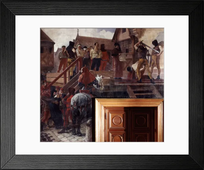 Framed Print : Execution of Jean Desmartes, 1383 (19th / early 20th century). Artist: Jean-Paul Laurens Framed Print : Execution of Jean Desmartes, 1383 (19th / early 20th century). Artist: Jean-Paul Laurens
