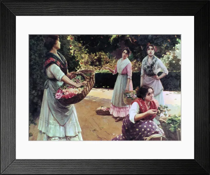 Framed Print : Flower Sellers of Seville. Artist: Jose Rico Tejedo Framed Print : Flower Sellers of Seville. Artist: Jose Rico Tejedo