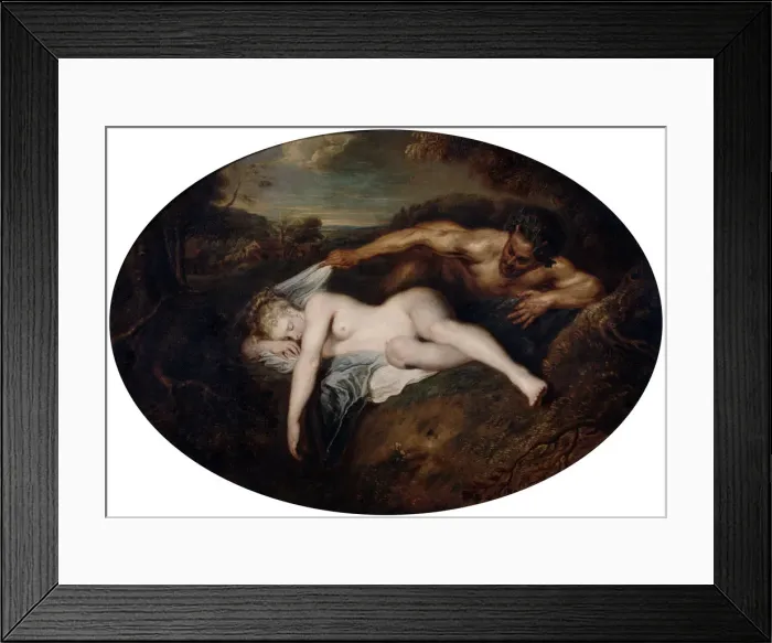 Framed Print : Nymph and Satyr, c1715. Artist: Jean-Antoine Watteau Framed Print : Nymph and Satyr, c1715. Artist: Jean-Antoine Watteau