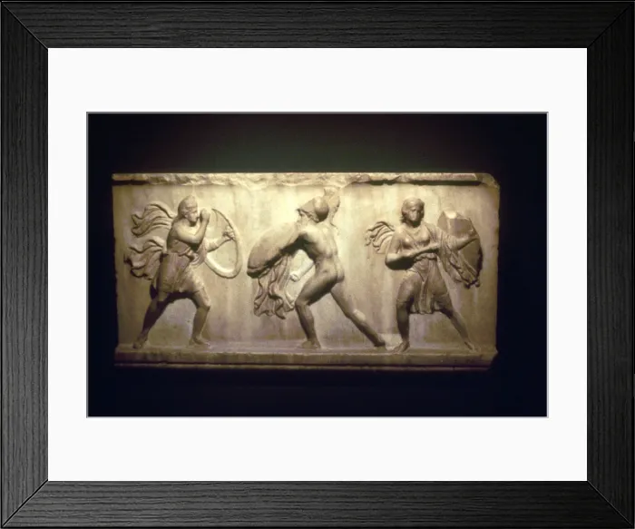 Framed Print : Greek warrior fighting an Amazon, 8th-5th century BC Framed Print : Greek warrior fighting an Amazon, 8th-5th century BC