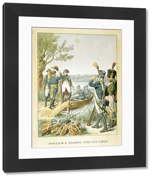 Napoleon and Massena on the Island of Lobau, May 1809, (19th century)