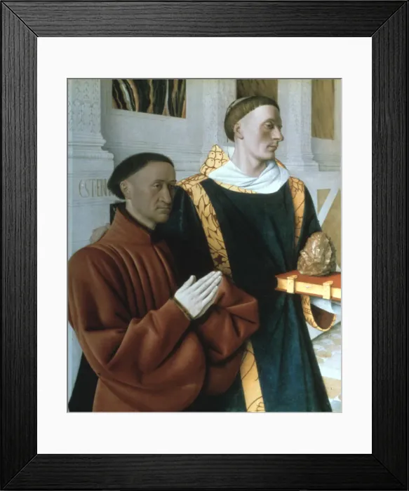 Framed Print : Etienne Chevalier and St Stephen, c1450. Artist: Jean Fouquet Framed Print : Etienne Chevalier and St Stephen, c1450. Artist: Jean Fouquet