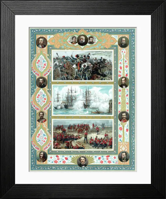 Framed Print : Scenes from British military engagements, c1887 Framed Print : Scenes from British military engagements, c1887