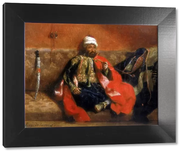 Turk Sitting Smoking on a Couch, 19th century. Artist: Eugene Delacroix
