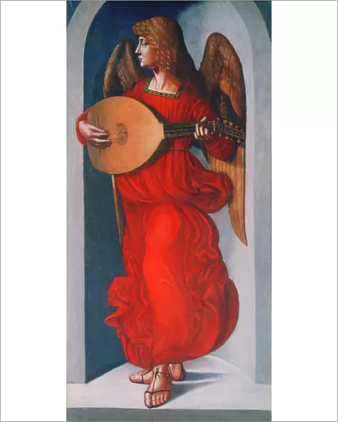 An Angel in Red with a Lute, 1490-1499. Artist: Leonardo da Vinci