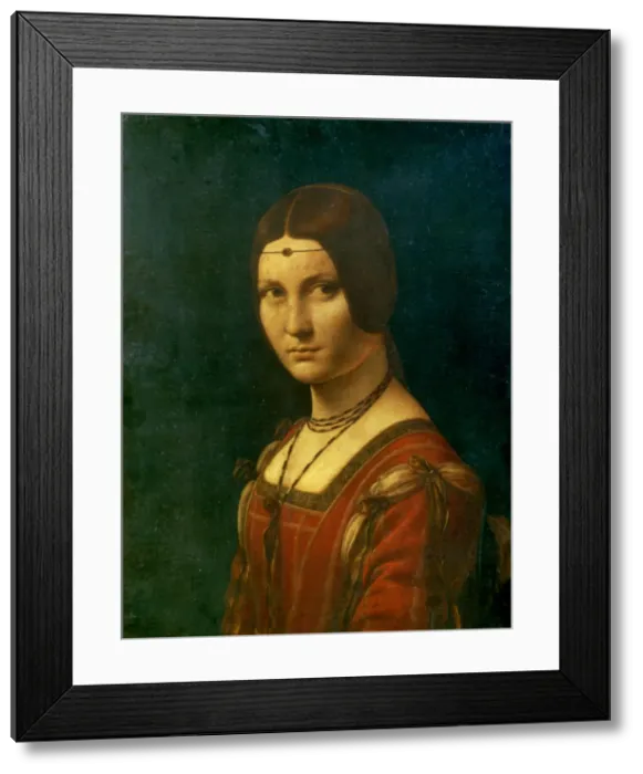 Framed Print : Portrait of an Unknown Woman (La Belle Ferroniere), c1490. Artist: Leonardo da Vinci Framed Print : Portrait of an Unknown Woman (La Belle Ferroniere), c1490. Artist: Leonardo da Vinci