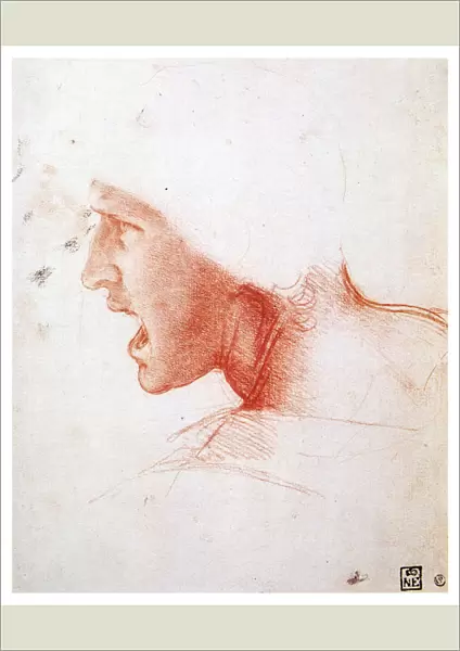 Head of a man shouting in profile to the left, 1503-1504. Artist: Leonardo da Vinci