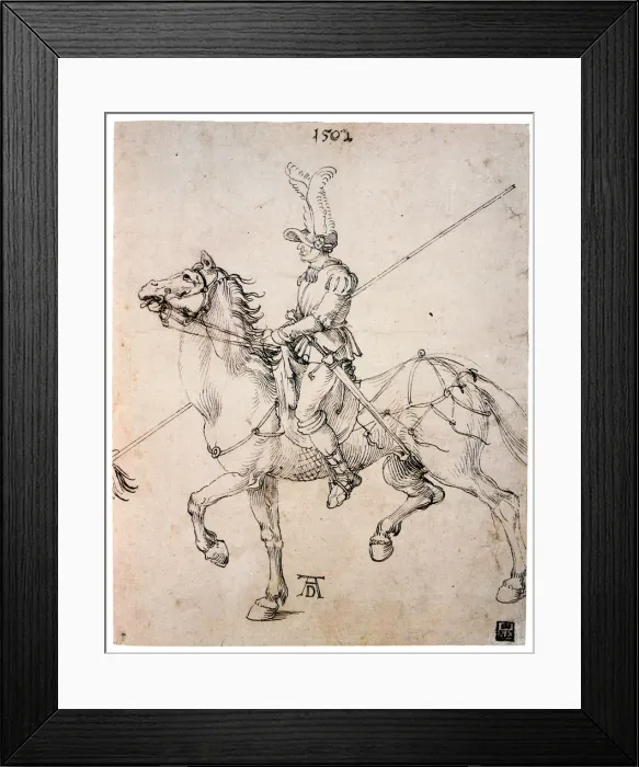 Framed Print : Cavalier with Lance, 1502. Artist: Albrecht Durer Framed Print : Cavalier with Lance, 1502. Artist: Albrecht Durer