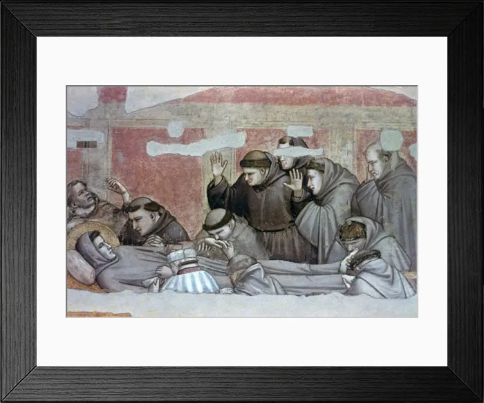 Framed Print : Death of St Francis and Inspection of Stigmata, c1320. Artist: Giotto Framed Print : Death of St Francis and Inspection of Stigmata, c1320. Artist: Giotto