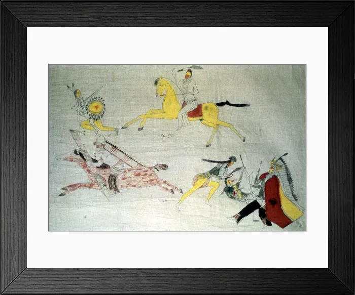 Framed Print : Sioux warriors in battle, c1890 Framed Print : Sioux warriors in battle, c1890