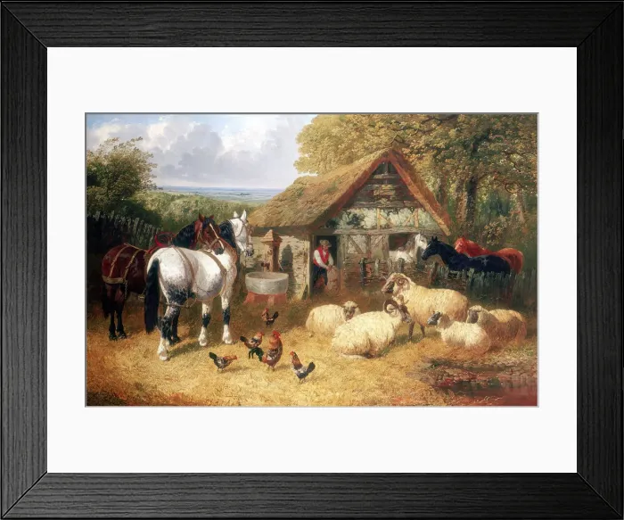 Framed Print : Farmyard scene, (c1840-c1900?). Artist: John Frederick Herring II Framed Print : Farmyard scene, (c1840-c1900?). Artist: John Frederick Herring II