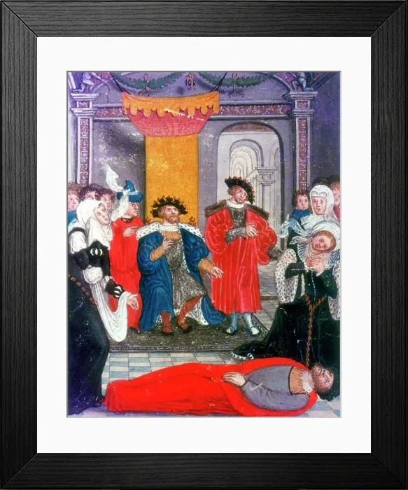 Framed Print : Trojan War: King Priam of Troy mourning over the body of his son Hector, 16th century Framed Print : Trojan War: King Priam of Troy mourning over the body of his son Hector, 16th century