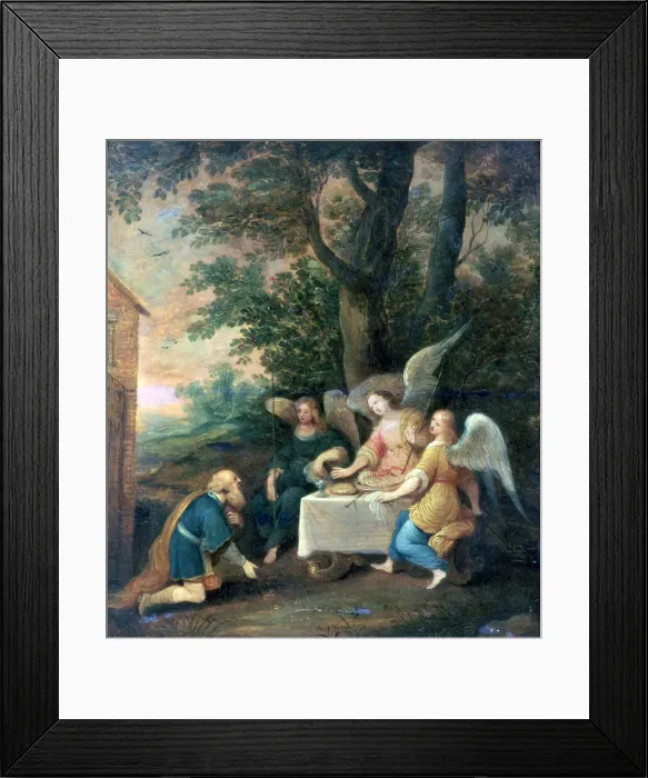 Framed Print : Abraham Kneels in front of Three Angels, 1581-1642. Artist: Frans Francken II Framed Print : Abraham Kneels in front of Three Angels, 1581-1642. Artist: Frans Francken II
