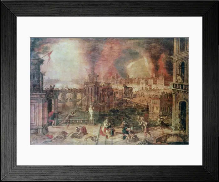 Framed Print : The Fire of Troy, c. late 16th century. Artist: Kerstiaen de Keuninck Framed Print : The Fire of Troy, c. late 16th century. Artist: Kerstiaen de Keuninck