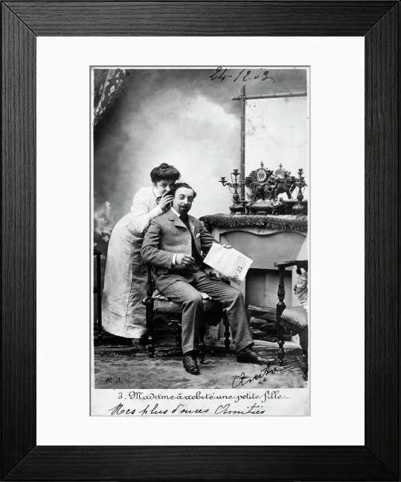 Framed Print : Vintage French postcard, c1900 Framed Print : Vintage French postcard, c1900