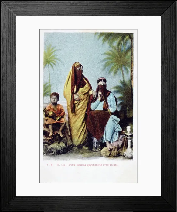 Framed Print : Egyptian Women and Child, vintage French postcard, c1900 Framed Print : Egyptian Women and Child, vintage French postcard, c1900