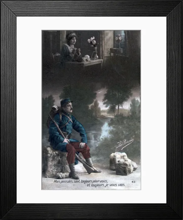Framed Print : French WWI postcard, 1914-1918 Framed Print : French WWI postcard, 1914-1918