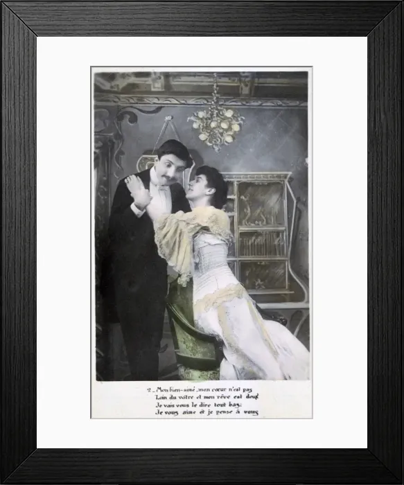 Framed Print : Vintage French postcard, c1900 Framed Print : Vintage French postcard, c1900