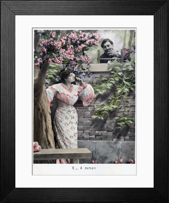 Framed Print : Tomorrow, vintage French postcard, c1900 Framed Print : Tomorrow, vintage French postcard, c1900