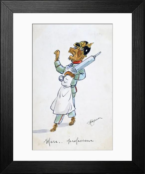 Framed Print : Herr Professor, Vintage French postcard, c1900 Framed Print : Herr Professor, Vintage French postcard, c1900