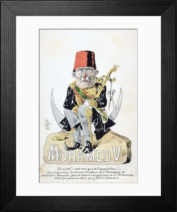 Framed Print : Mohammed V, vintage French postcard, c1900 Framed Print : Mohammed V, vintage French postcard, c1900