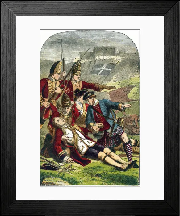 Framed Print : Death of General James Wolfe at the Siege of Quebec, 1759 (c1870). Artist: Edward Henry Corbould Framed Print : Death of General James Wolfe at the Siege of Quebec, 1759 (c1870). Artist: Edward Henry Corbould