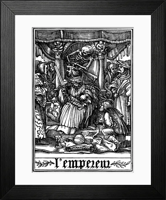 Framed Print : The Emperor visited by Death, 1538. Artist: Hans Holbein the Younger Framed Print : The Emperor visited by Death, 1538. Artist: Hans Holbein the Younger