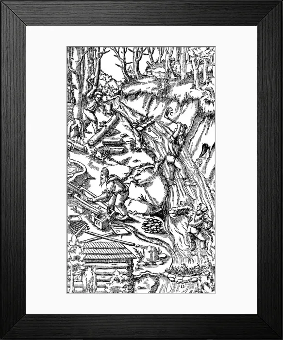 Framed Print : Washing for tin, 1556 Framed Print : Washing for tin, 1556