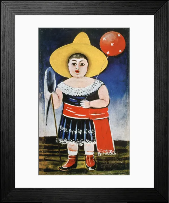 Framed Print : Little Girl with a Patterned Balloon, c1885-1918. Artist: Niko Pirosmanishvili Framed Print : Little Girl with a Patterned Balloon, c1885-1918. Artist: Niko Pirosmanishvili