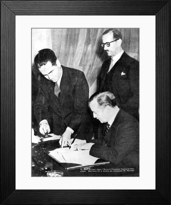 Framed Print : Signing of financial accord between Britain and the Free French, Algiers, 8 February 1944 Framed Print : Signing of financial accord between Britain and the Free French, Algiers, 8 February 1944