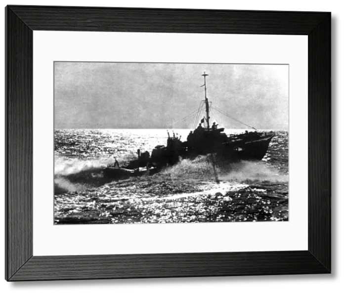 Framed Print : Allied motor torpedo boat on patrol off the French coast, 1944 Framed Print : Allied motor torpedo boat on patrol off the French coast, 1944