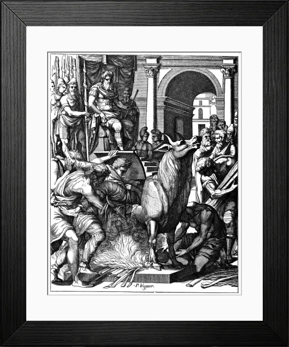 Framed Print : Bull of Phalaris, tyrant of Agrigentum, Sicily, c570 BC (16th century) Framed Print : Bull of Phalaris, tyrant of Agrigentum, Sicily, c570 BC (16th century)