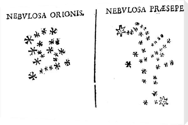 Galileos observation of the star cluster in Orion and of the Praesepe cluster, 1610