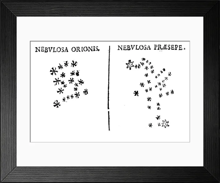 Framed Print : Galileos observation of the star cluster in Orion and of the Praesepe cluster, 1610 Framed Print : Galileos observation of the star cluster in Orion and of the Praesepe cluster, 1610