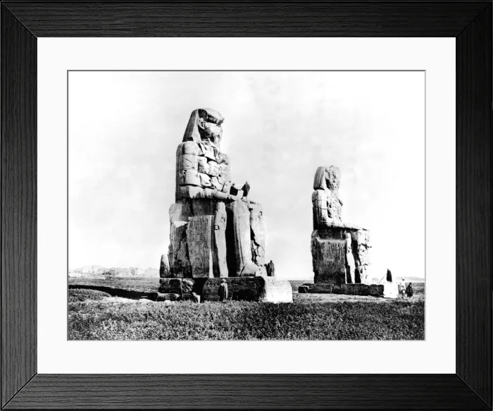 Framed Print : The Colossi of Memnon, Thebes, Nubia, Egypt, 1887. Artist: Henri Bechard Framed Print : The Colossi of Memnon, Thebes, Nubia, Egypt, 1887. Artist: Henri Bechard