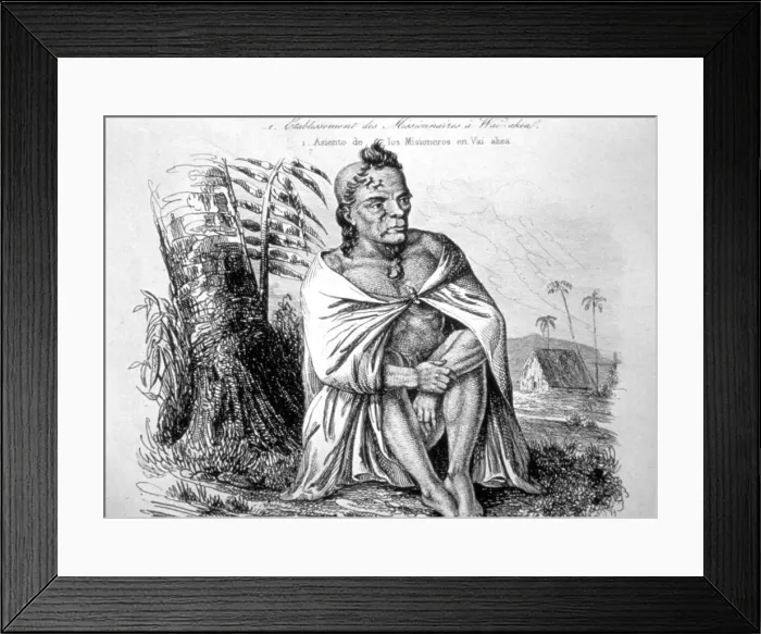 Framed Print : Chief, Hawaii, 19th century. Artist: Ellis Framed Print : Chief, Hawaii, 19th century. Artist: Ellis