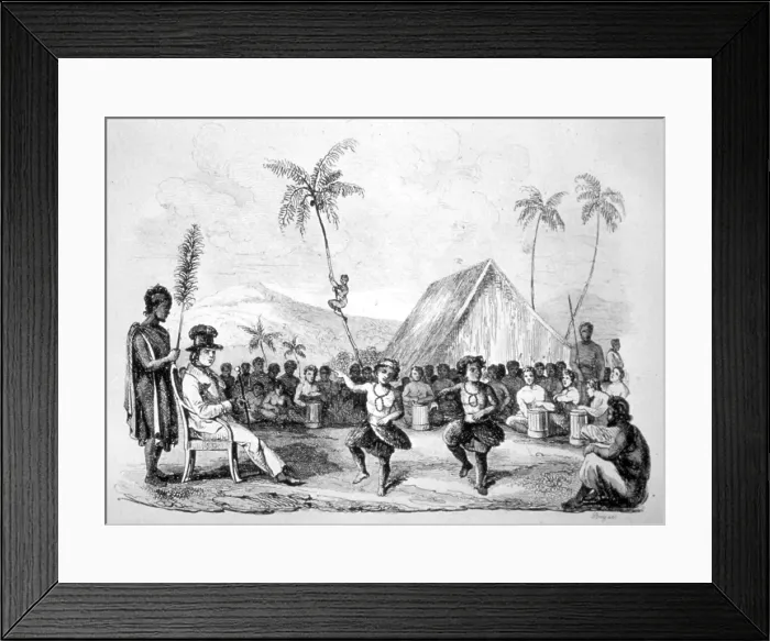 Framed Print : Dance of the Two Children, Hawaii, 19th century. Artist: Ellis Framed Print : Dance of the Two Children, Hawaii, 19th century. Artist: Ellis