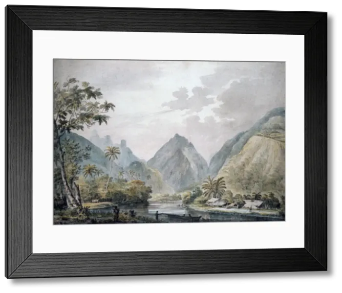 Framed Print : View of Vaitepiha Valley, Tahiti, 1777. Artist: John Webber Framed Print : View of Vaitepiha Valley, Tahiti, 1777. Artist: John Webber