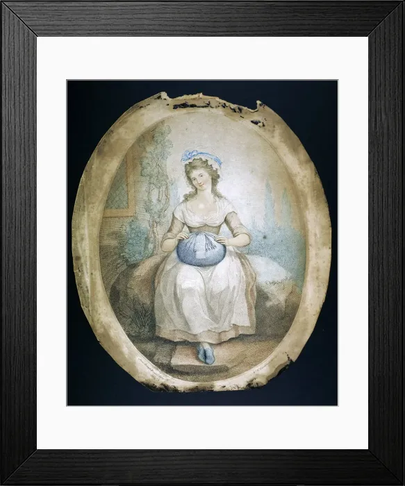 Framed Print : Pillow lace maker, late 18th-early 19th century. Artist: WN Gardner Framed Print : Pillow lace maker, late 18th-early 19th century. Artist: WN Gardner