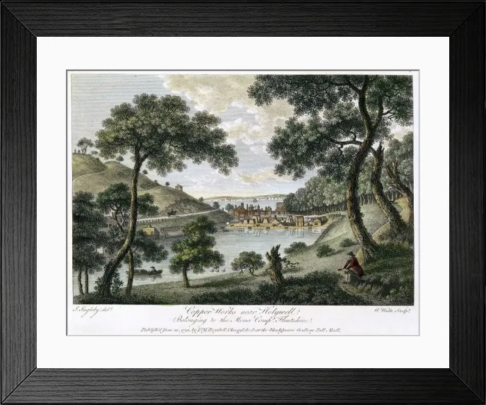 Framed Print : Copperworks near Holywell, Flintshire, Wales owned by the Mona Company, 1792. Artist: William Watts Framed Print : Copperworks near Holywell, Flintshire, Wales owned by the Mona Company, 1792. Artist: William Watts