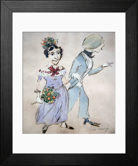 Framed Print : The Couple with the Bouquet, c1825-1877. Artist: Henry Bonaventure Monnier Framed Print : The Couple with the Bouquet, c1825-1877. Artist: Henry Bonaventure Monnier